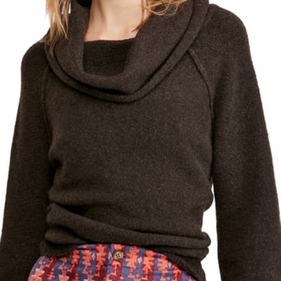 Free People Sweaters - FREE PEOPLE Echo Beach Pullover Cowl Neck Brown S